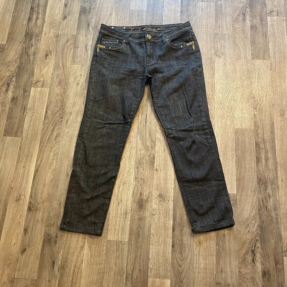 L.A. Idol USA Darkwash Jeweled Jeans Juniors Size 11 Cropped Y2K - Picture 1 of 10